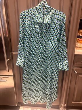 Zara Blue & Green Geometric Midi Dress